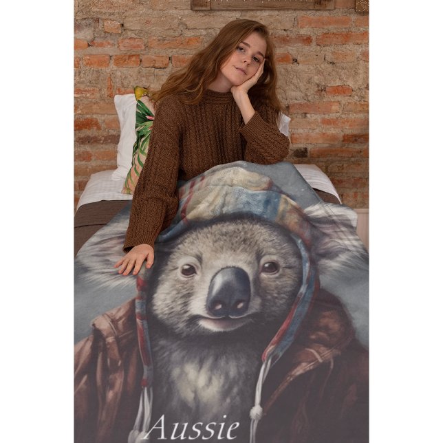 Manta Polar Adorable koala usando adorable gorra adaptable (Subido por el creador)