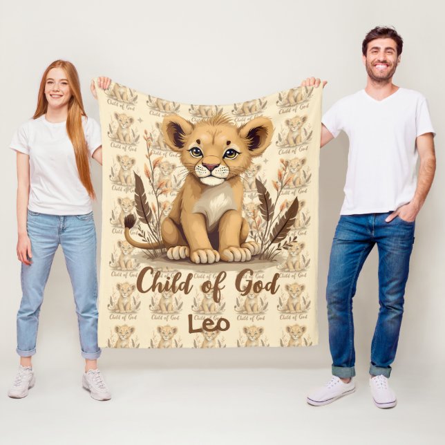 Manta Polar Adorable Lion Cub Christian Art Faith Quote (In situ)