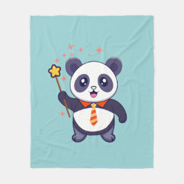 Manta Polar adorable panda con corbata naranja-amarilla