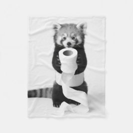 Manta Polar Adorable Red Panda Holding Toilet Paper Minimalist