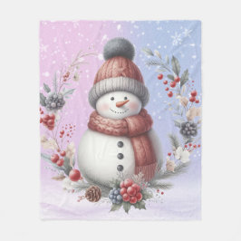 Manta Polar Adorables Navidades de Snowman Wreath
