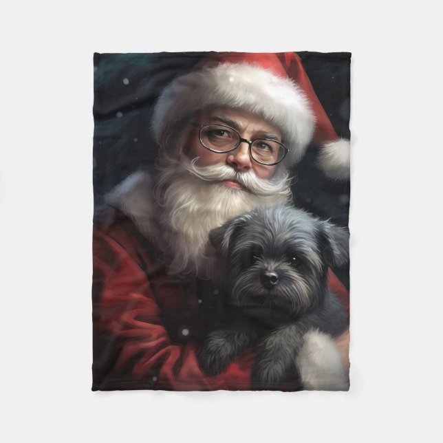 Manta Polar Affenpinscher con Navidades festivos de Santa Clau (Anverso)