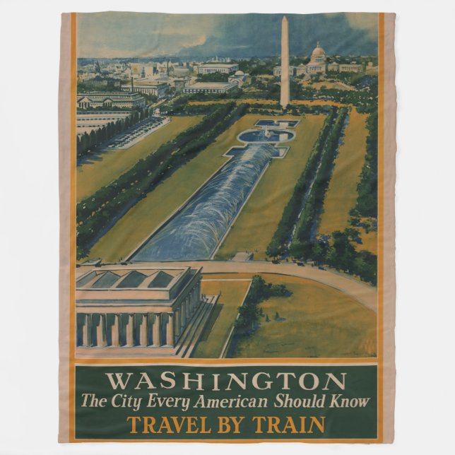 Manta Polar Afiche de viaje de Washington DC (Anverso)