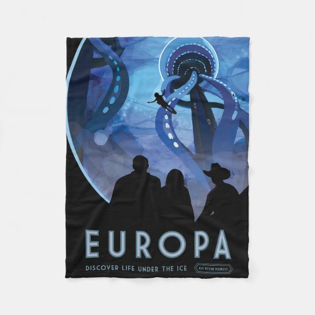 Manta Polar Afiche de viaje espacial retro - Europa de la luna (Anverso)