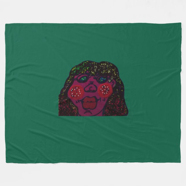 Manta Polar African-American Cartoon Character Portrait (Frente (Horizontal))