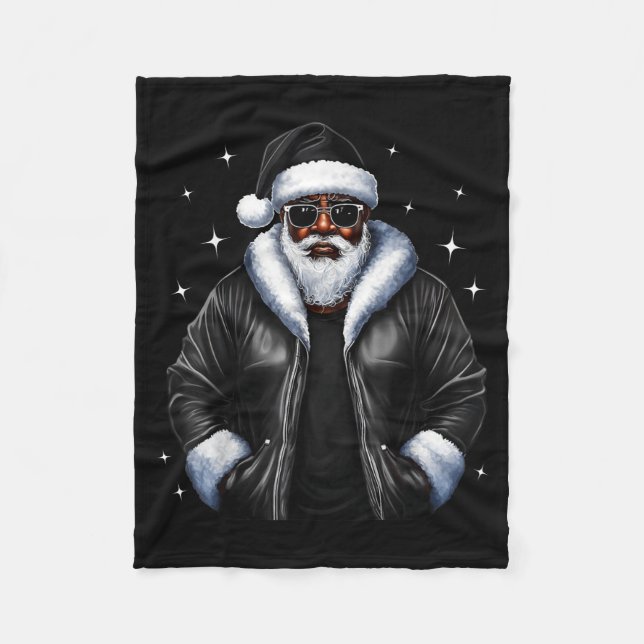 Manta Polar African American Christmas Xmas Afro Santa Claus  (Anverso)