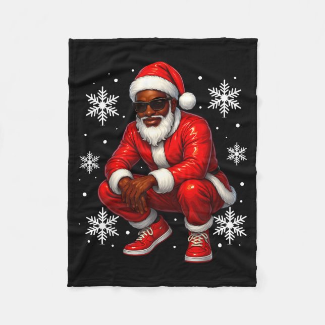 Manta Polar African American Cool Santa Claus Christmas Pajama (Anverso)