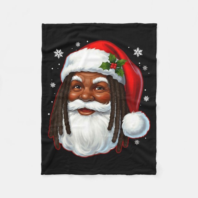 Manta Polar African American Santa Christmas Cool Black X-mas  (Anverso)