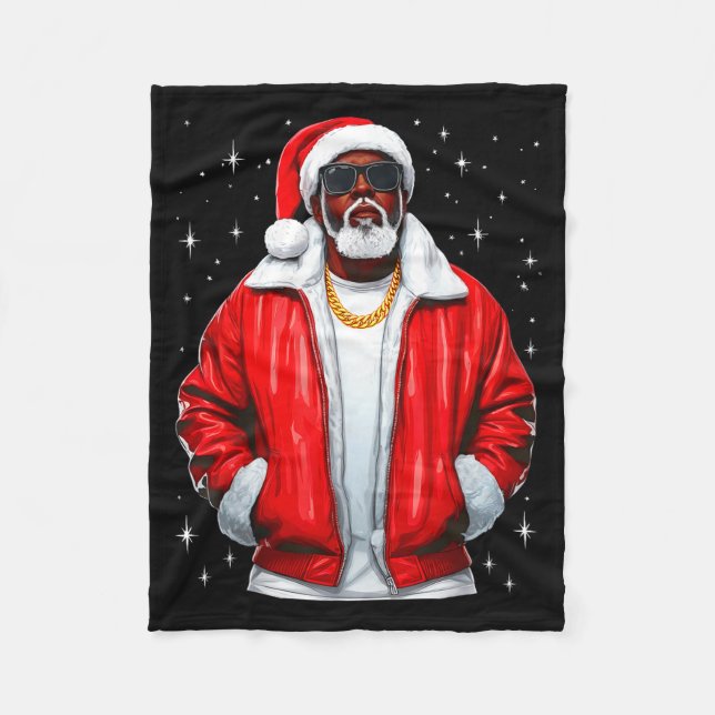 Manta Polar African American Santa Christmas Pajamas Cool Blac (Anverso)