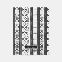 Manta Polar Africano MudCloth de Black|White inspirado