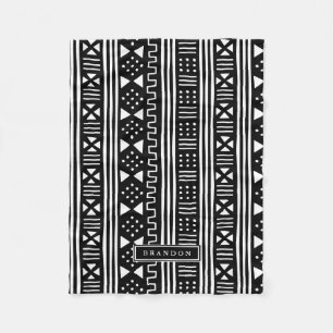Manta Polar Africano MudCloth de White Black inspirado