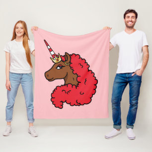 Manta Polar Afro rojo unicornio