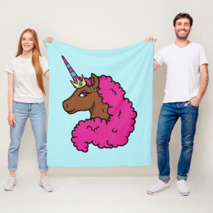 Manta Polar Afro Unicornio rosa caliente