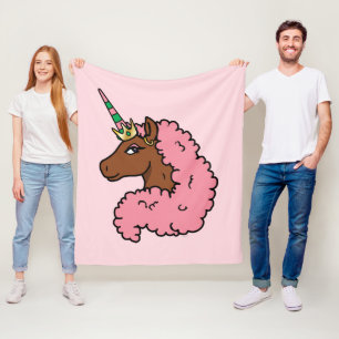 Manta Polar Afro Unicornio rosa claro
