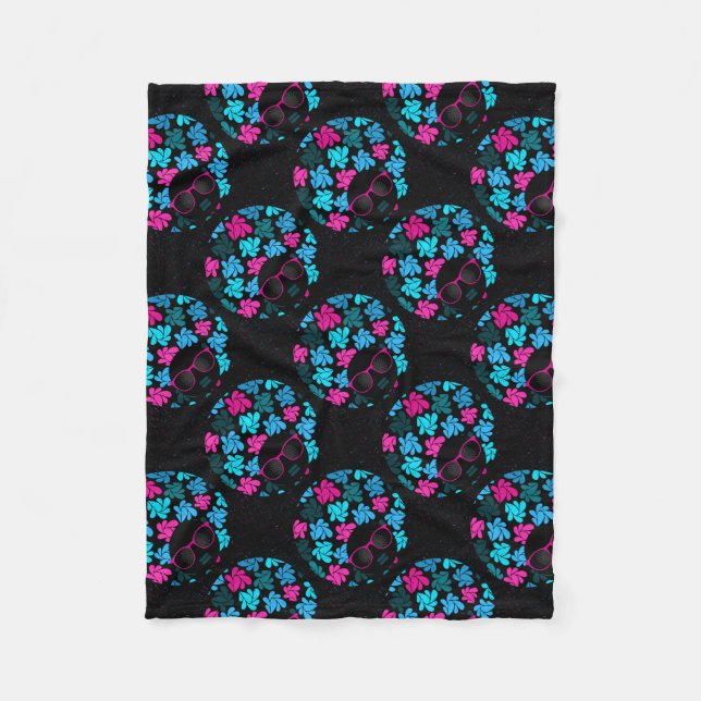 Manta Polar Afrodiva Turquesa y Rosa Caliente (Anverso)