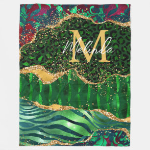 Manta Polar Agante de impresión de animales de safari verde