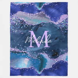 Manta Polar Agato oceánico azul oscuro y morado Purpurina