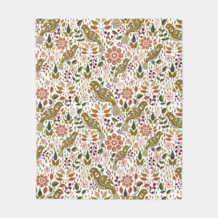 Manta Polar Agosto Pheasant Folk Art Fleece Blanket