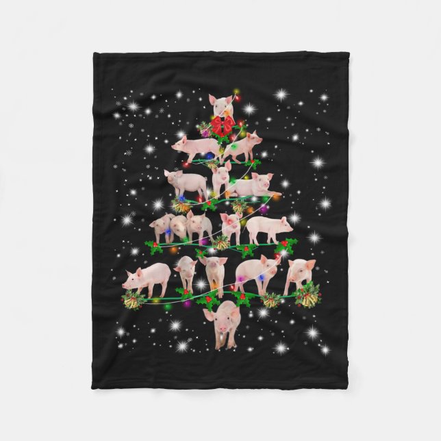 Manta Polar Agradable Árbol De Navidad De Cerdo Cubierto De Lá (Anverso)