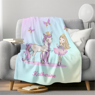 Manta Polar Agradables sueños de unicornio personalizados
