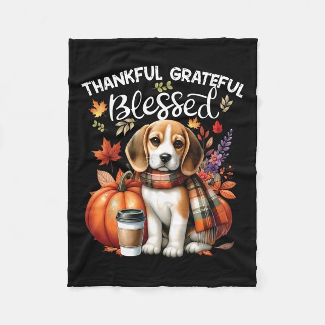 Manta Polar Agradecidos agradecidos Perro Beagle Feliz Caída Y (Anverso)