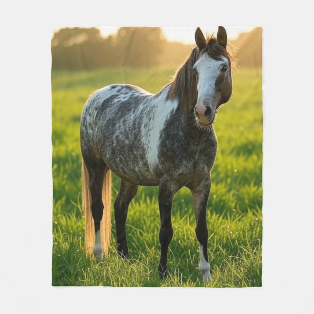 Manta Polar Agregar foto de caballo personalizar (Anverso)