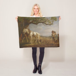 Manta Polar Agricultores descansando en un campo con caballos 