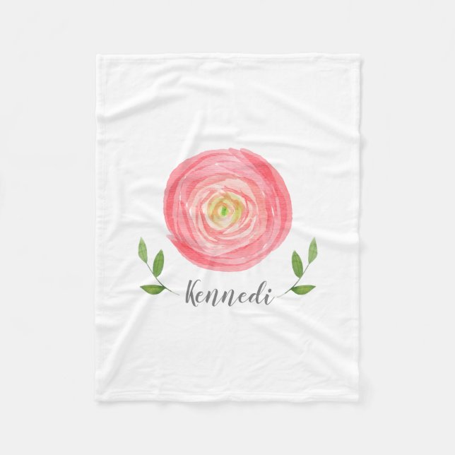 Manta Polar Agua rosa Flora Flora Bebé (Anverso)
