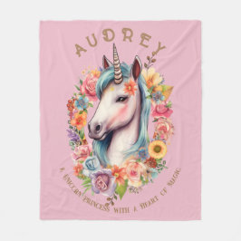 Manta Polar Agua unicornio y floral