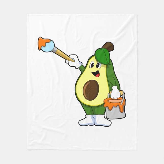 Manta Polar Aguacate como pintor con pincel (Anverso)