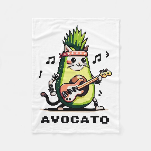Manta Polar Aguacate - Gracioso Pixel Art Aguacate Gato Jugand (Anverso)