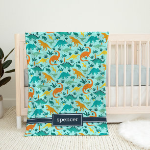 Manta Polar Aguamarina   Nombre del patrón de dinosaurios colo