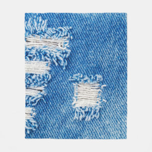 Manta Polar Aguantar a Denim Jeans. Destruido y destruido: Blu