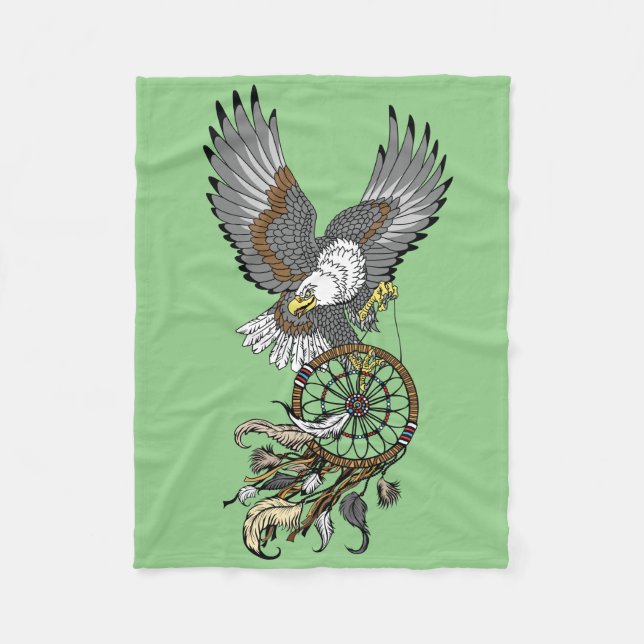 Manta Polar Águila con indios americanos nativos dreamcatcher  (Anverso)