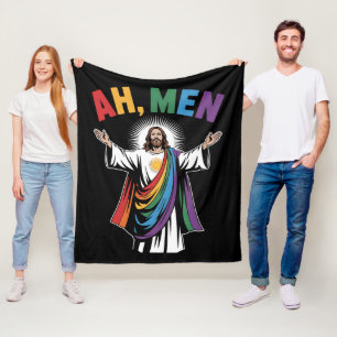 Manta Polar Ah Hombres Divertido Jesús LGBTQ Orgullo Gay Arcoí