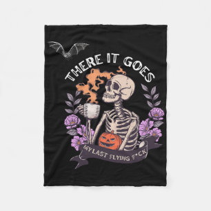 Manta Polar Ahí Va Mi Último Skeleton Volador Halloween