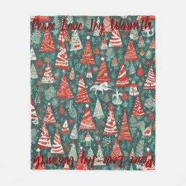 Manta Polar AI Peace Love Joy Warmth Christmas Tree Blanket