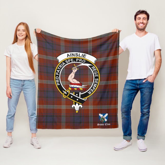 Manta Polar Ainslie Ancient Clan Badge Tartan Plaid (In situ)