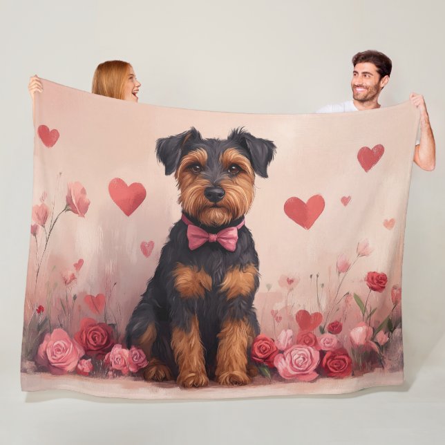 Manta Polar Airedale con Rosas - Día de San Valentín (In situ)