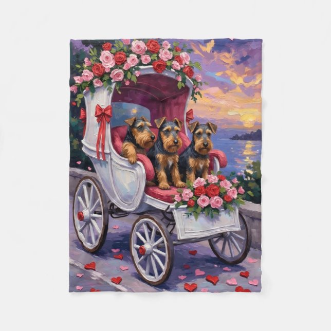 Manta Polar Airedale Dog Valentine's Day  (Anverso)