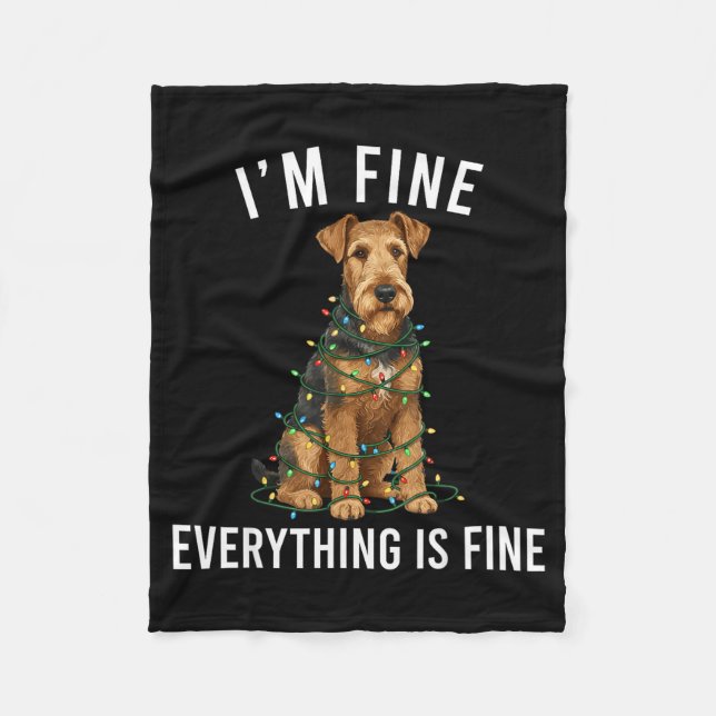Manta Polar Airedale Terrier Christmas I'm Fine Everything Is  (Anverso)