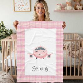 Manta Polar Airplane Baby Girl Pink Grey Cute Baby Shower 