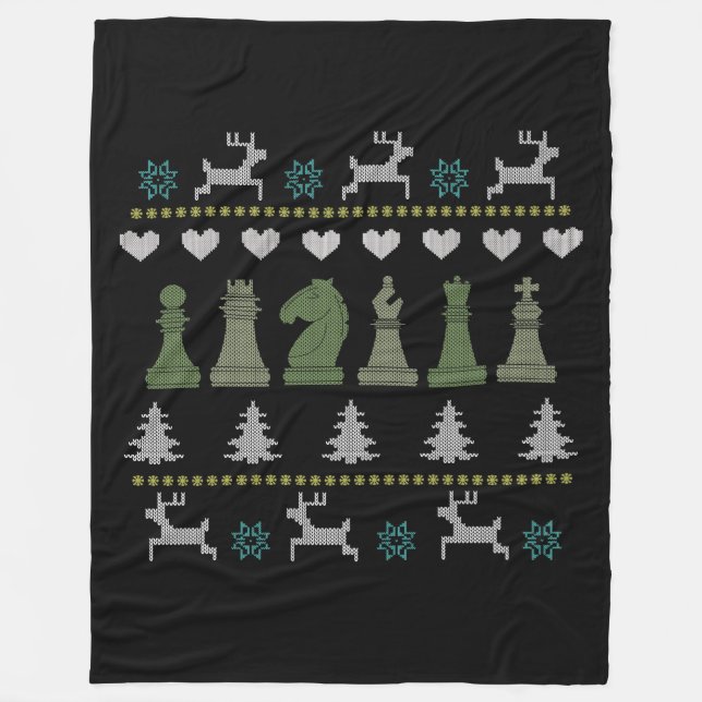 Manta Polar Ajedrez - Piezas de Ajedrez Navidad Fea (Anverso)