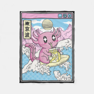 Manta Polar Ajolote Surfista Bebiendo Leche de Nana Kawaii Ani