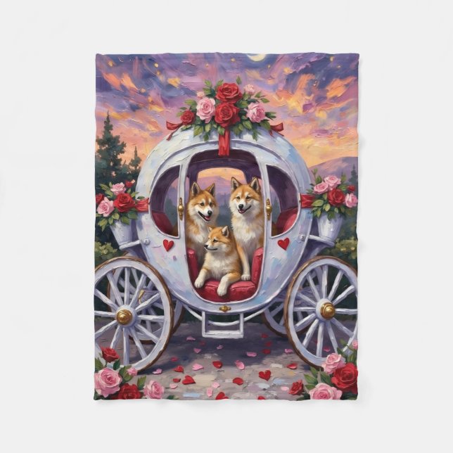 Manta Polar Akita Dog Valentine's Day (Anverso)