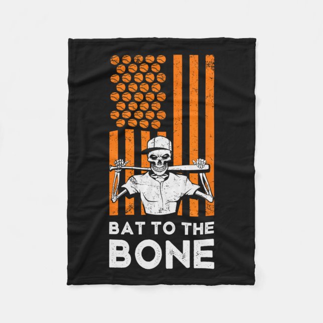 Manta Polar Al esqueleto de béisbol Bone Halloween B (Anverso)