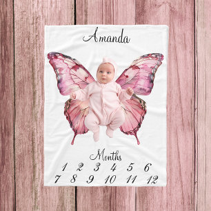 Manta Polar Alas de mariposa rosa de hito para bebé