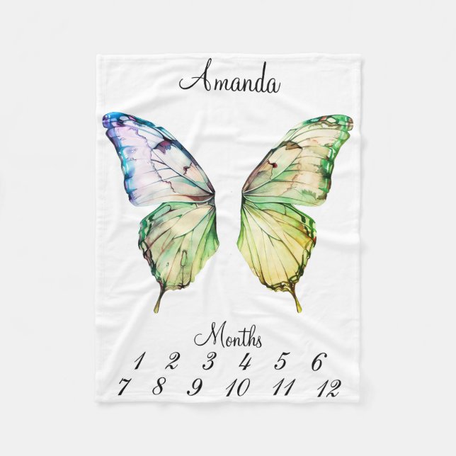 Manta Polar Alas de mariposa rosada de hito Baby Keepsake (Anverso)