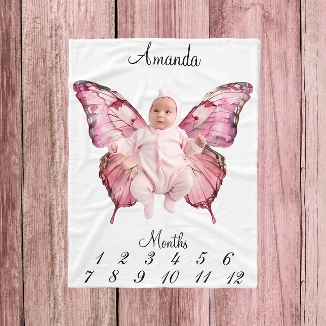 Manta Polar Alas de mariposa rosada de hito Baby Keepsake (Subido por el creador)
