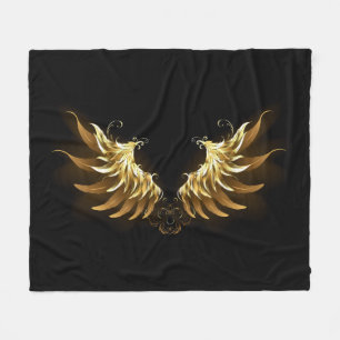 Manta Polar Alas del Ángel de Oro sobre fondo negro